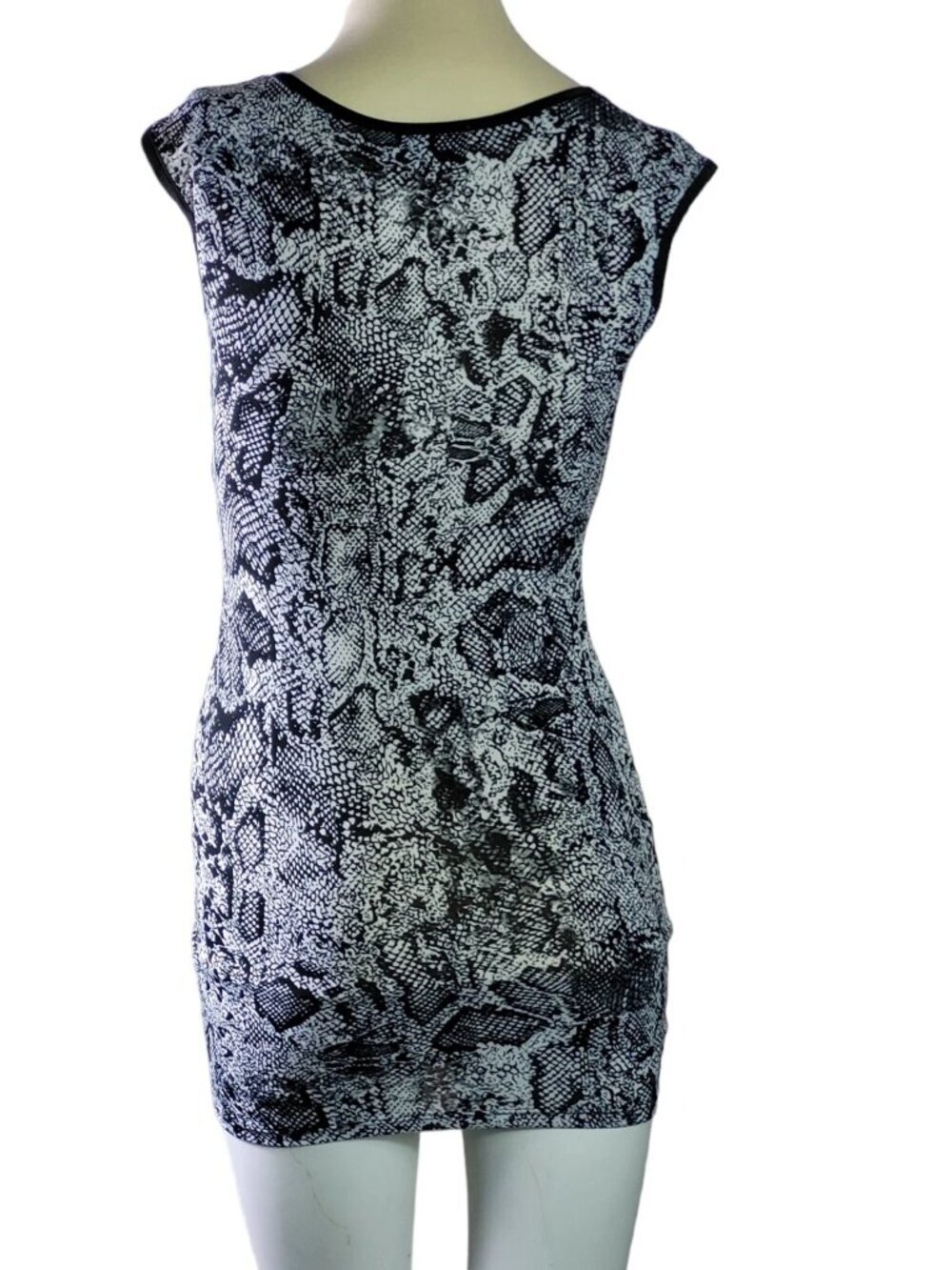 Y2K Black Snake Print Bodycon Stretchy Fitted Mini Dress Party Date Night - Picture 3 of 9